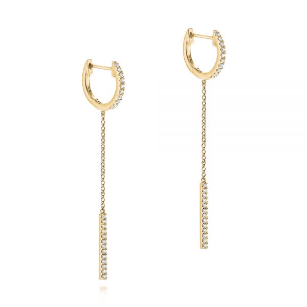 14k Yellow Gold 14k Yellow Gold Diamond Hoop And Chain Earrings - Front View -  105995 - Thumbnail