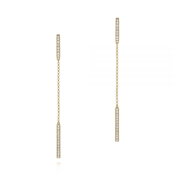 14k Yellow Gold 14k Yellow Gold Diamond Hoop And Chain Earrings - Three-Quarter View -  105995 - Thumbnail