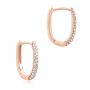 18k Rose Gold 18k Rose Gold Diamond Huggie Earrings - Front View -  106985 - Thumbnail