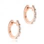 18k Rose Gold 18k Rose Gold Diamond Huggie Earrings - Front View -  106988 - Thumbnail