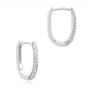 18k White Gold 18k White Gold Diamond Huggie Earrings - Front View -  106985 - Thumbnail