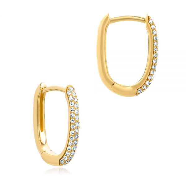 14k Yellow Gold 14k Yellow Gold Diamond Huggie Earrings - Front View - 106985
