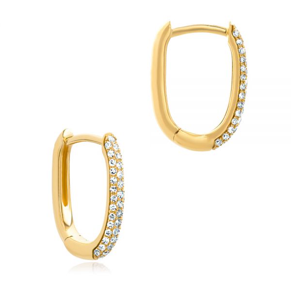 14k Yellow Gold 14k Yellow Gold Diamond Huggie Earrings - Front View -  106985