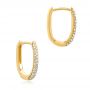 14k Yellow Gold 14k Yellow Gold Diamond Huggie Earrings - Front View -  106985 - Thumbnail