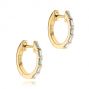 18k Yellow Gold 18k Yellow Gold Diamond Huggie Earrings - Front View -  106988 - Thumbnail