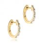 14k Yellow Gold 14k Yellow Gold Diamond Huggie Earrings - Front View -  106988 - Thumbnail