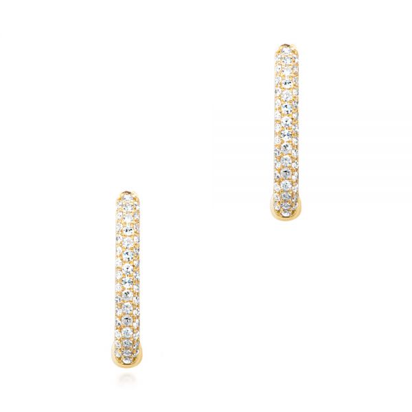 14k Yellow Gold 14k Yellow Gold Diamond Huggie Earrings - Three-Quarter View -  106985