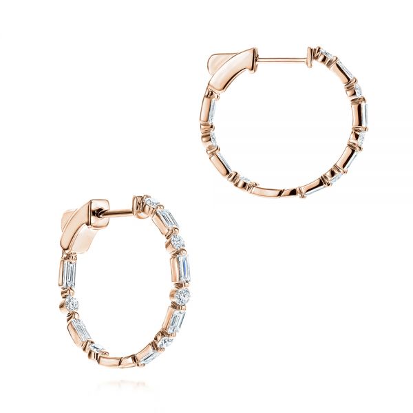 14k Rose Gold 14k Rose Gold Diamond Huggies - Front View - 106338