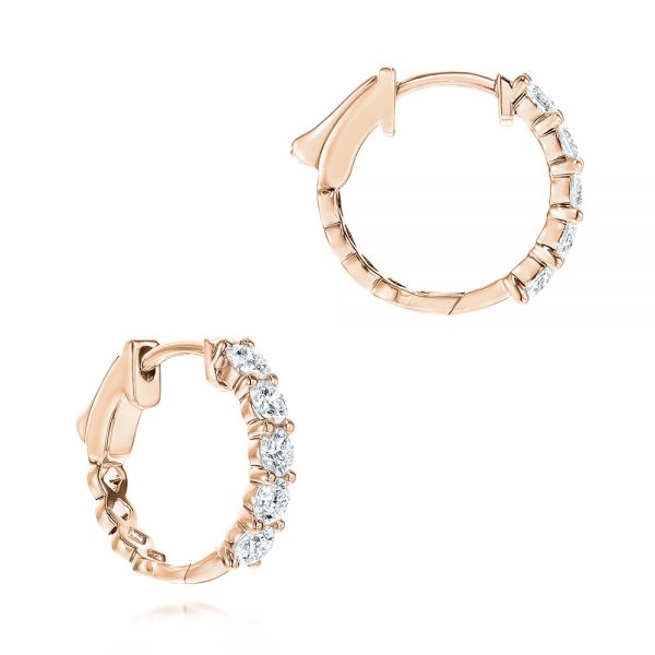 14k Rose Gold 14k Rose Gold Diamond Huggies - Front View - 106343