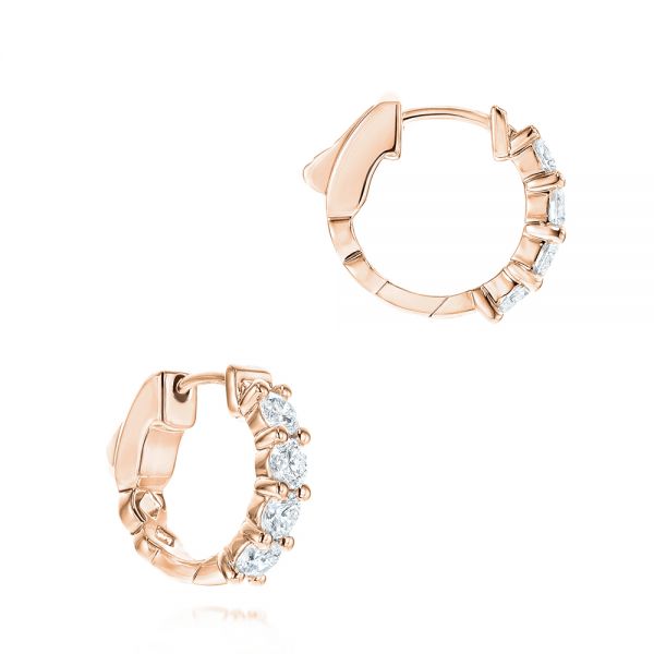 14k Rose Gold Diamond Huggies #106354 - Seattle Bellevue | Joseph Jewelry