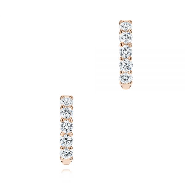 18k Rose Gold 18k Rose Gold Diamond Huggies - Three-Quarter View -  106343