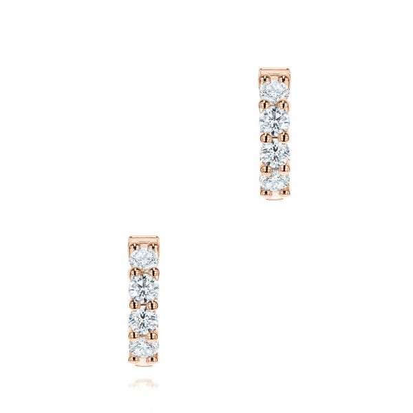 18k Rose Gold 18k Rose Gold Diamond Huggies - Three-Quarter View -  106354