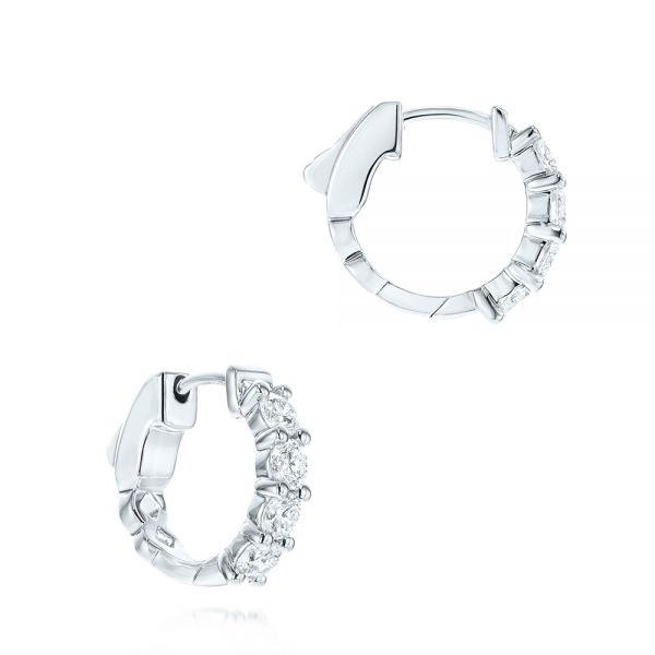 14k White Gold 14k White Gold Diamond Huggies - Front View - 106354