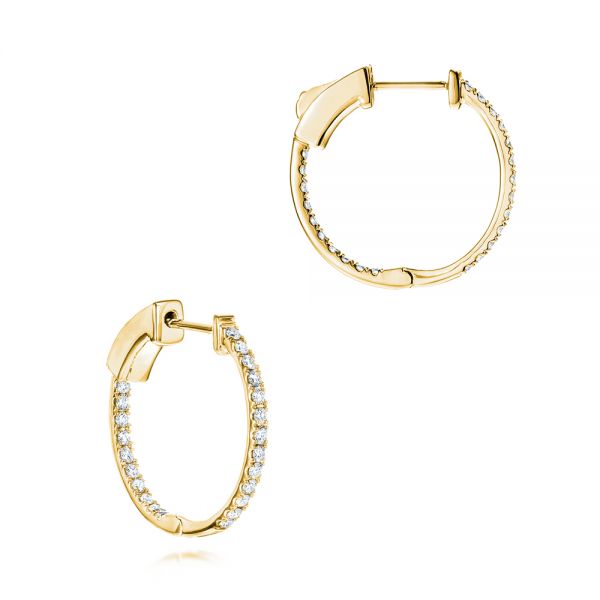 18k Yellow Gold 18k Yellow Gold Diamond Huggies - Front View - 106313