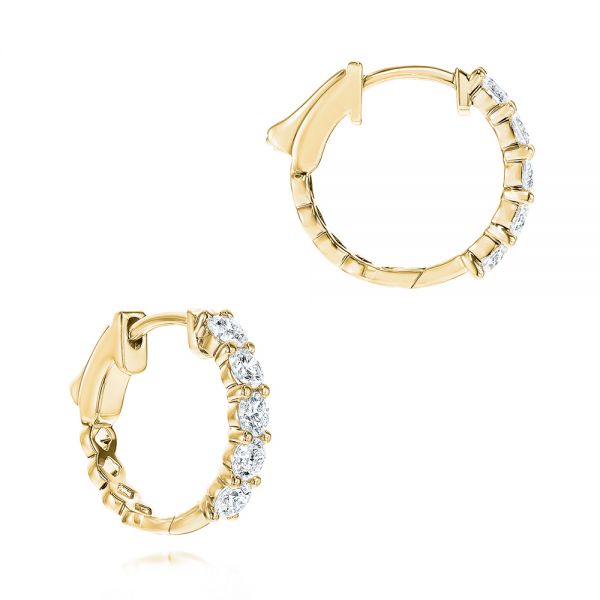 14k Yellow Gold 14k Yellow Gold Diamond Huggies - Front View - 106343