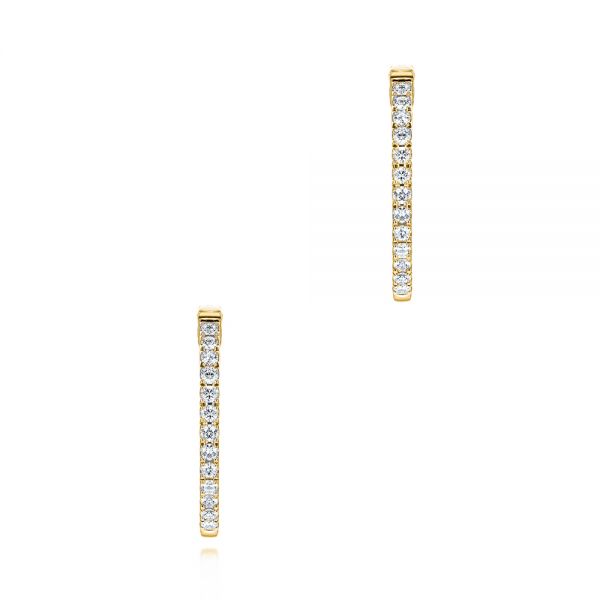 18k Yellow Gold 18k Yellow Gold Diamond Huggies - Three-Quarter View -  106313