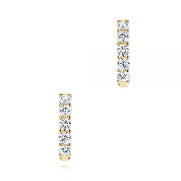 18k Yellow Gold 18k Yellow Gold Diamond Huggies - Three-Quarter View -  106343