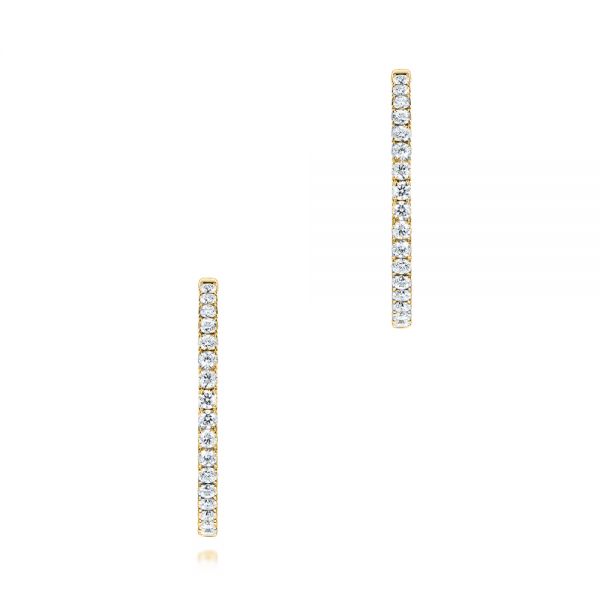 14k Yellow Gold 14k Yellow Gold Diamond Huggies - Three-Quarter View -  106347