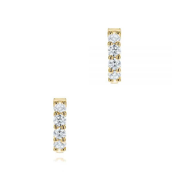 14k Yellow Gold 14k Yellow Gold Diamond Huggies - Three-Quarter View - 106354