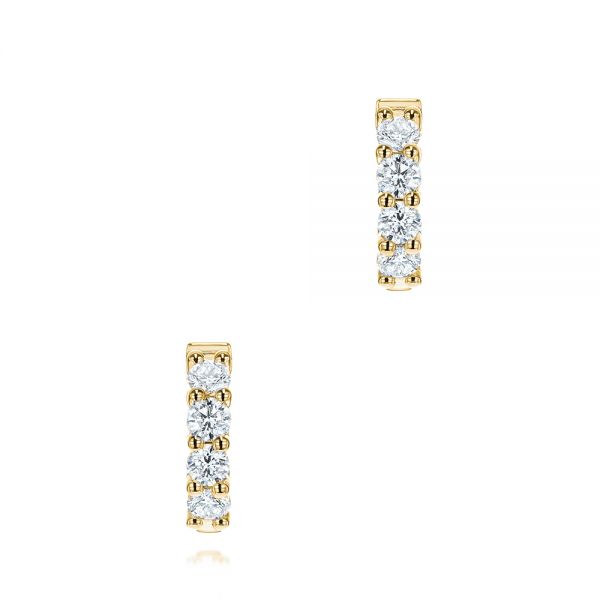 14k Yellow Gold 14k Yellow Gold Diamond Huggies - Three-Quarter View -  106354