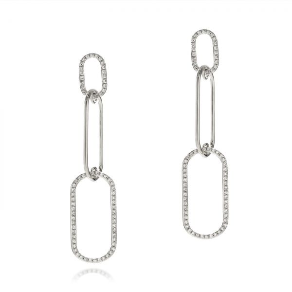  Platinum Platinum Diamond Link Earrings - Three-Quarter View -  106986 - Thumbnail