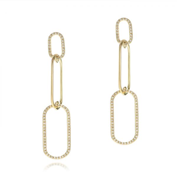 18k Yellow Gold 18k Yellow Gold Diamond Link Earrings - Three-Quarter View -  106986