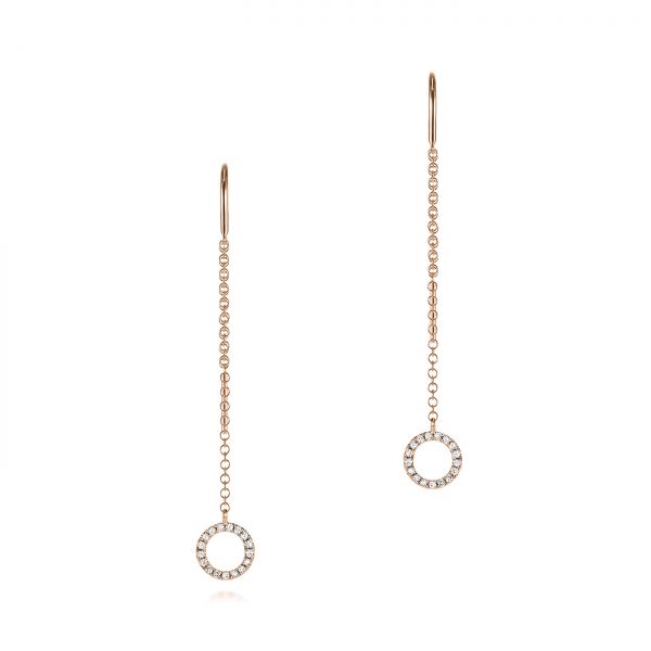 18k Rose Gold 18k Rose Gold Diamond Open Circle Threader Earrings - Three-Quarter View -  105944