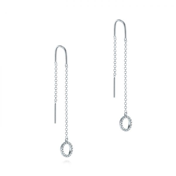  Platinum Platinum Diamond Open Circle Threader Earrings - Front View -  105944