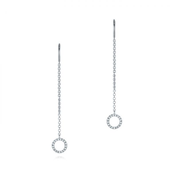  Platinum Platinum Diamond Open Circle Threader Earrings - Three-Quarter View -  105944