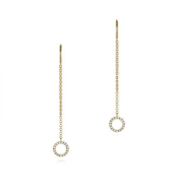 18k Yellow Gold 18k Yellow Gold Diamond Open Circle Threader Earrings - Three-Quarter View -  105944