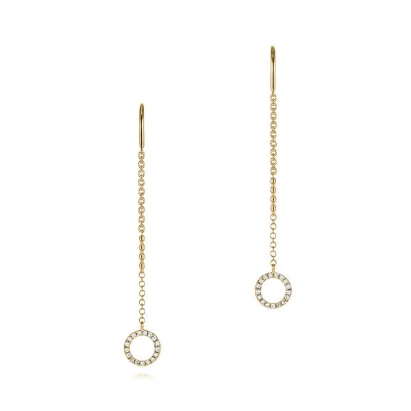 14k Yellow Gold 14k Yellow Gold Diamond Open Circle Threader Earrings - Three-Quarter View -  105944