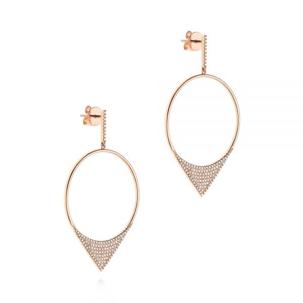 18k Rose Gold 18k Rose Gold Diamond Pave Drop Earrings - Front View -  105290