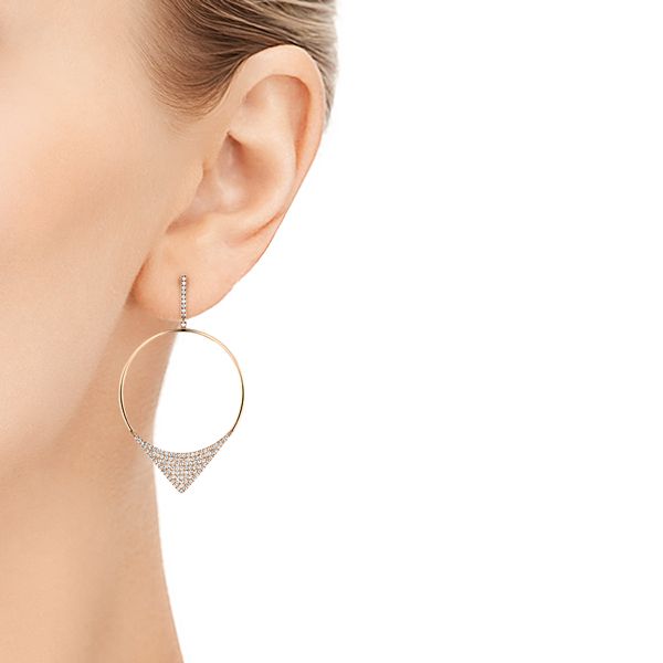 14k Rose Gold Diamond Pave Drop Earrings - Hand View - 105290