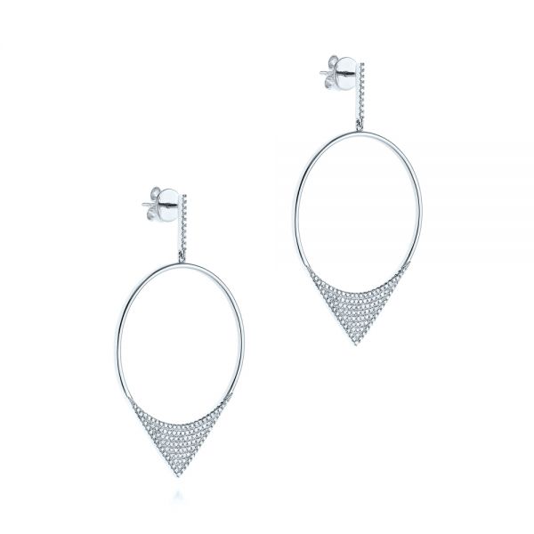 Platinum Platinum Diamond Pave Drop Earrings - Front View - 105290