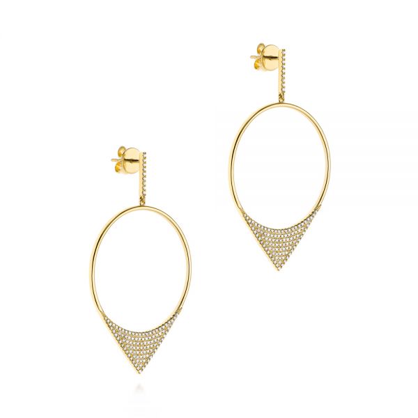 18k Yellow Gold 18k Yellow Gold Diamond Pave Drop Earrings - Front View -  105290