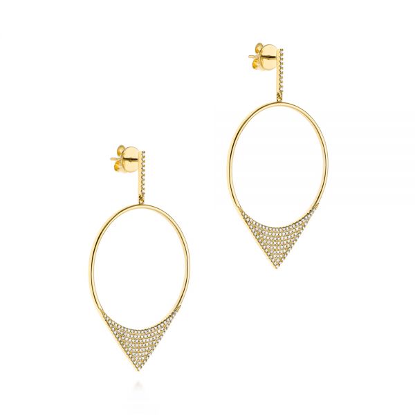 14k Yellow Gold 14k Yellow Gold Diamond Pave Drop Earrings - Front View -  105290