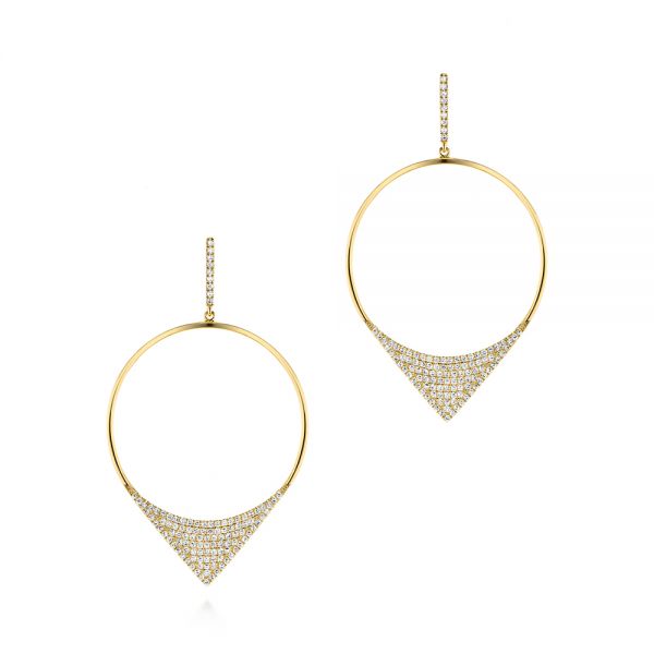 18k Yellow Gold 18k Yellow Gold Diamond Pave Drop Earrings - Three-Quarter View -  105290