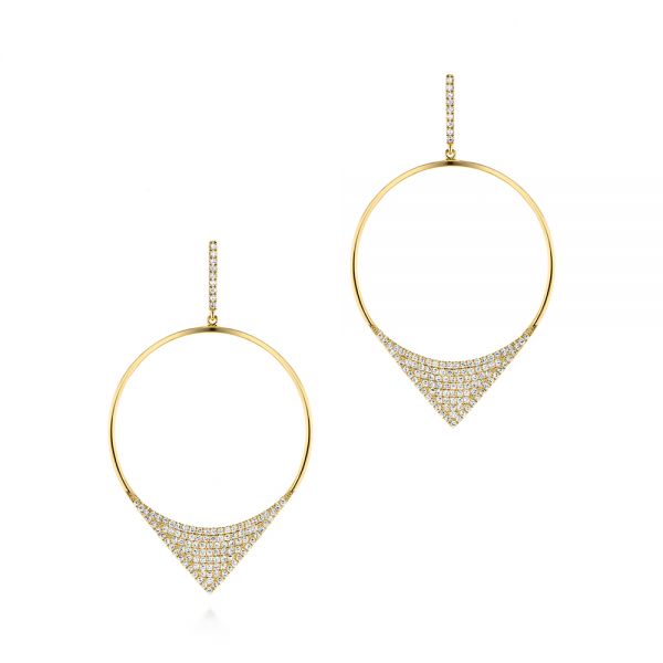 14k Yellow Gold 14k Yellow Gold Diamond Pave Drop Earrings - Three-Quarter View -  105290