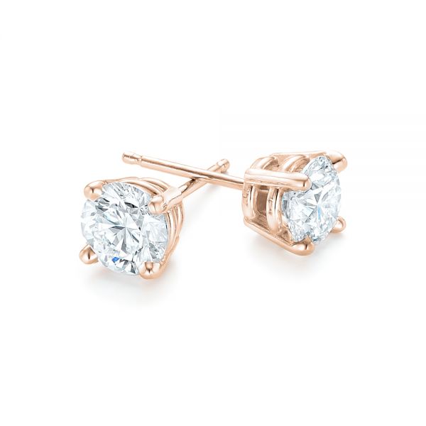 18k Rose Gold 18k Rose Gold Diamond Stud Earrings - Front View -  102560