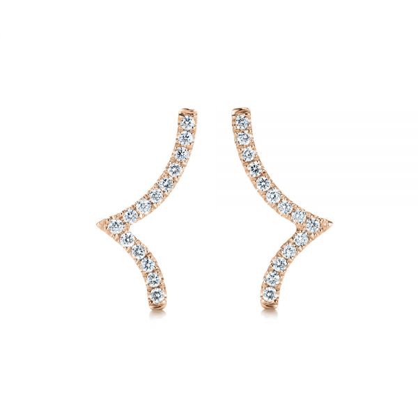 18k Rose Gold 18k Rose Gold Diamond Stud Earrings - Three-Quarter View -  105325