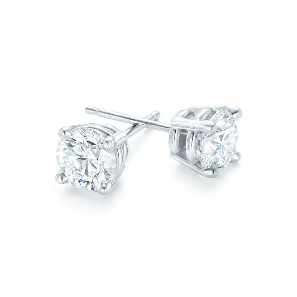 18k White Gold 18k White Gold Diamond Stud Earrings - Front View -  102560