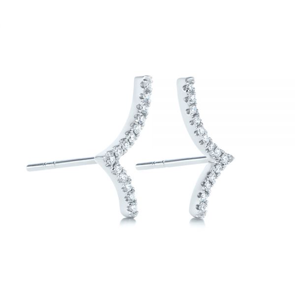 14k White Gold Diamond Stud Earrings - Front View - 105325