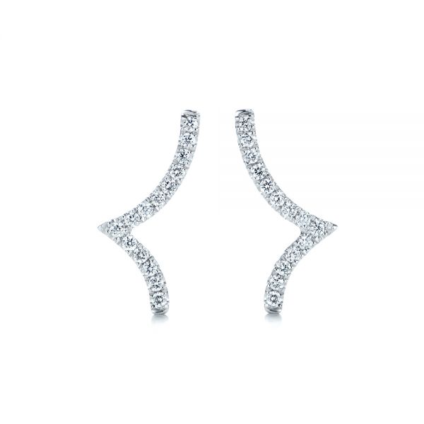 14k White Gold Diamond Stud Earrings - Three-Quarter View -  105325