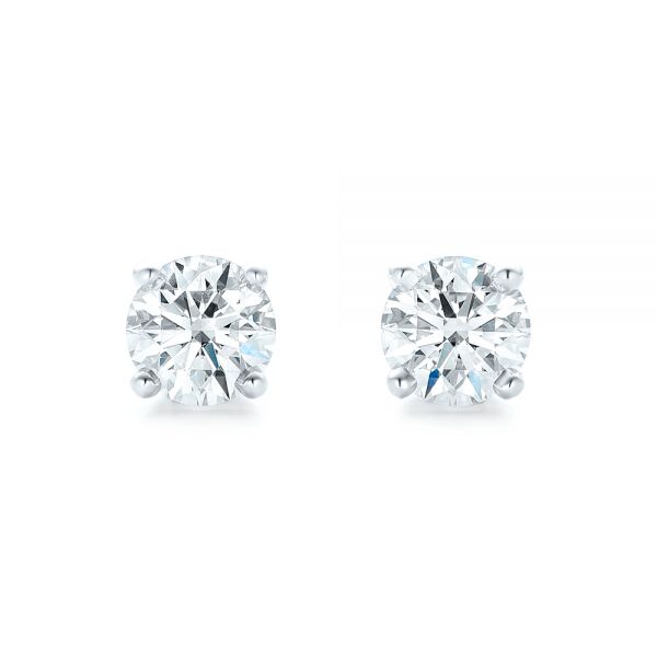 14k White Gold Diamond Stud Earrings - Top View - 102560