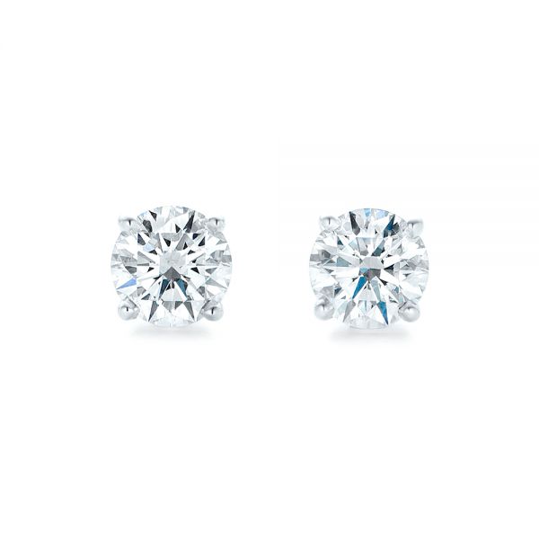 14k White Gold Diamond Stud Earrings - Top View - 102567