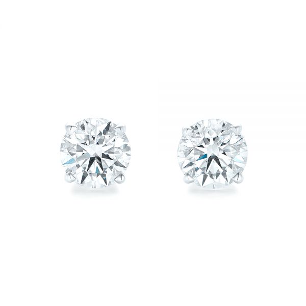 14k White Gold Diamond Stud Earrings - Top View -  102581