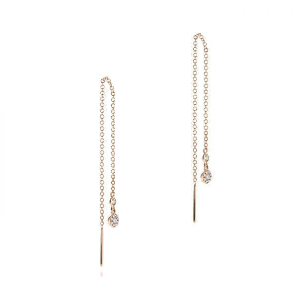 14k Rose Gold 14k Rose Gold Diamond Threader Earrings - Front View -  105943