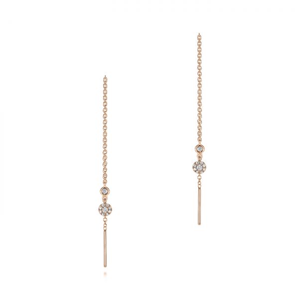 18k Rose Gold 18k Rose Gold Diamond Threader Earrings - Three-Quarter View -  105943