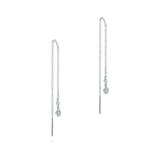  Platinum Platinum Diamond Threader Earrings - Front View -  105943