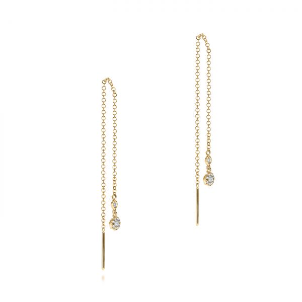 14k Yellow Gold 14k Yellow Gold Diamond Threader Earrings - Front View -  105943